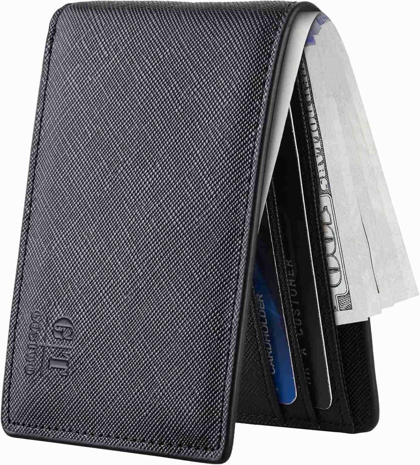 Slim Wallet for Men Minimalist Leather ID Window Front Pocket Bifold WalletZ250910
