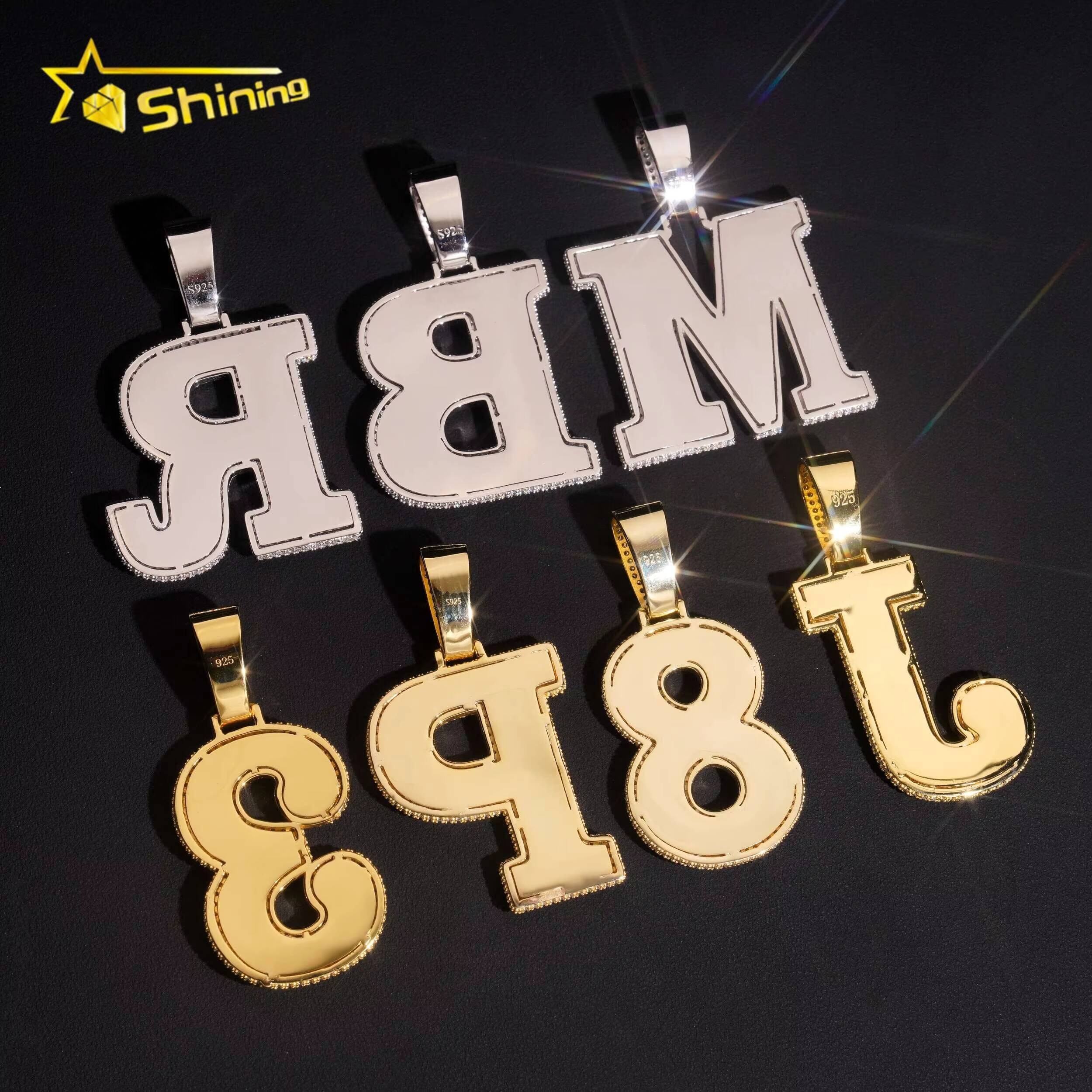 Hot Sale Initial Letters Pendant Hip Hop Vvs Moissanite Diamond Iced Out Pendant Pass Diamonds Tester Fine Jewelry
