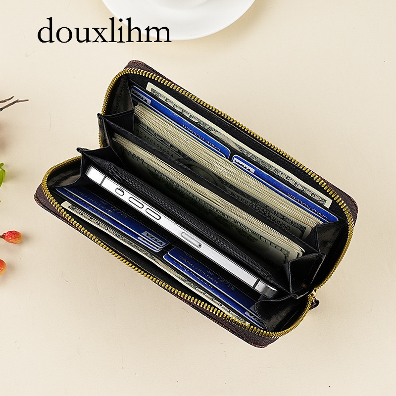 douxlihm Designer Creates A New Luxury Wallet Storage Space For Women, Minimalist Retro Canvas, Large Capacity Snap Zipper, Black Multi Card Slot, Cas