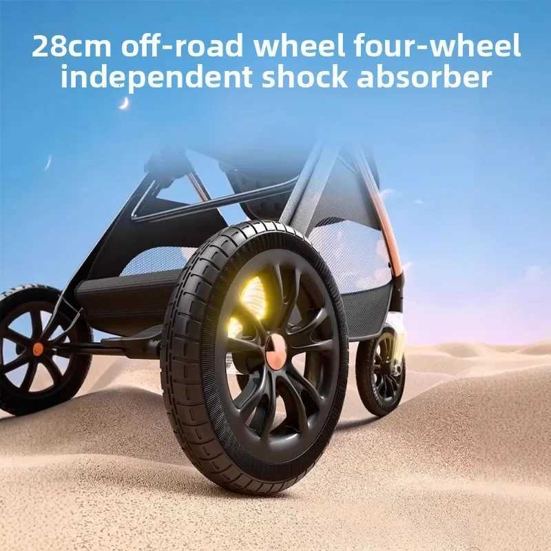 Newborn Baby Stroller High View Baby Stroller Can Sit or Lie Down Twoway Shock Absorption Foldable Portable Stroller W250910