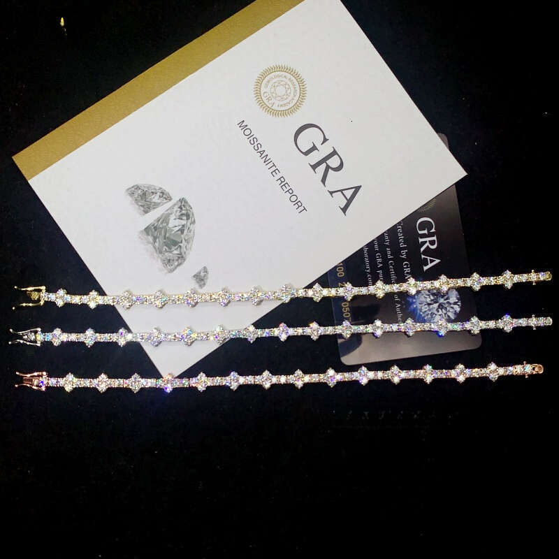 3mm VVS type cross tennis style ice crystal inlaid men's and women's morganite bracelet
