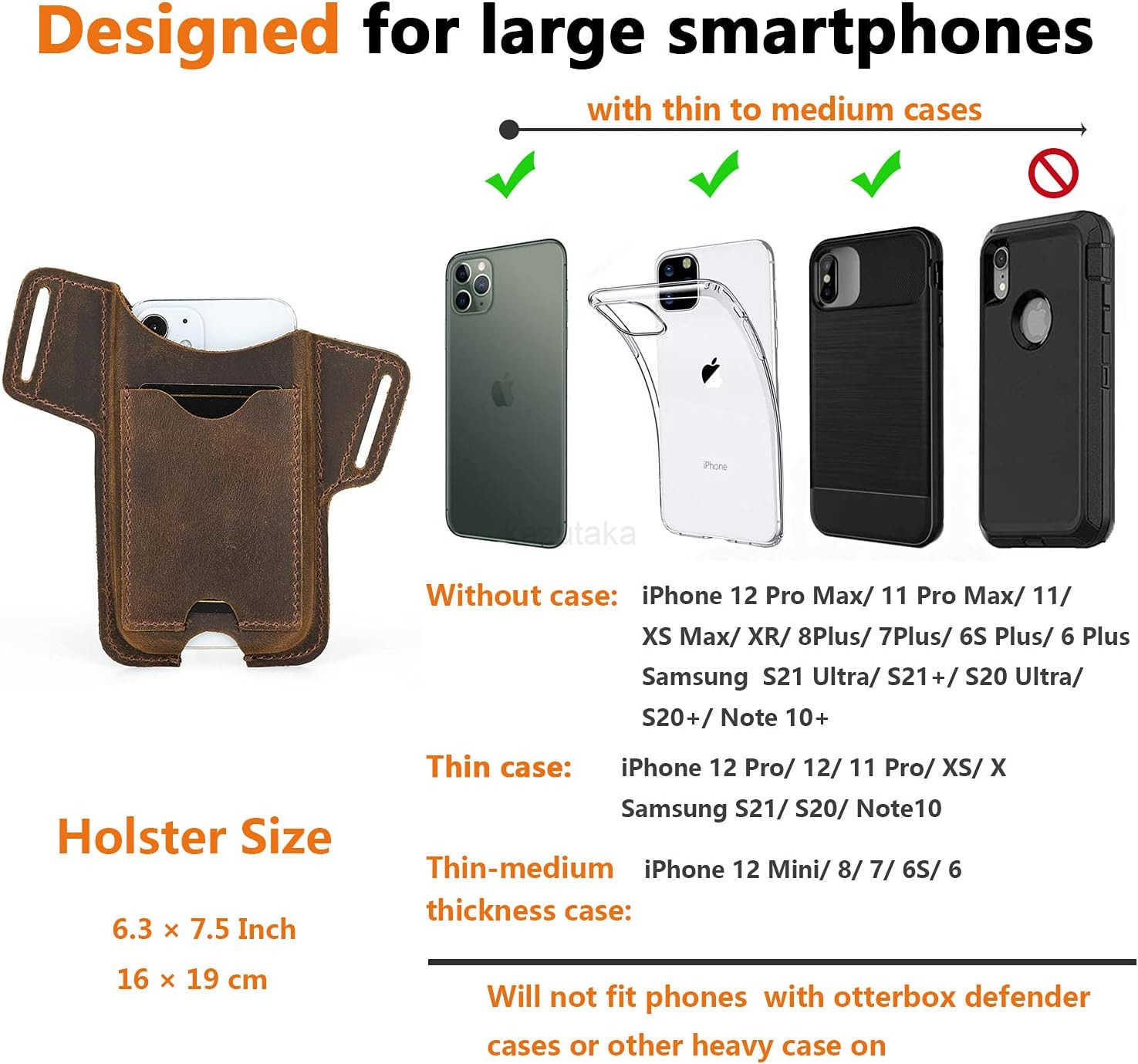 Men Leather Phone Holster Universal Case Waist Bag Purse with Belt Hole Z250910
