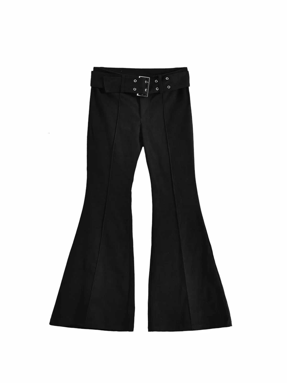 Womens BlaCK Jeans Flare Pants Y2k RETRO Emo 2000s Streetwear Fashion Trousers Harajuku Wide Pants 90s AesTHetic CloTHes Z250910