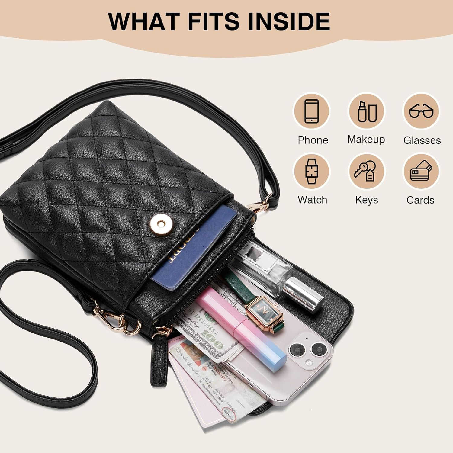 Small Crossbody Bags for Women Vegan Leather Crossbody Phone Purse Mini Cell Phone Bag for TravelingZ250910