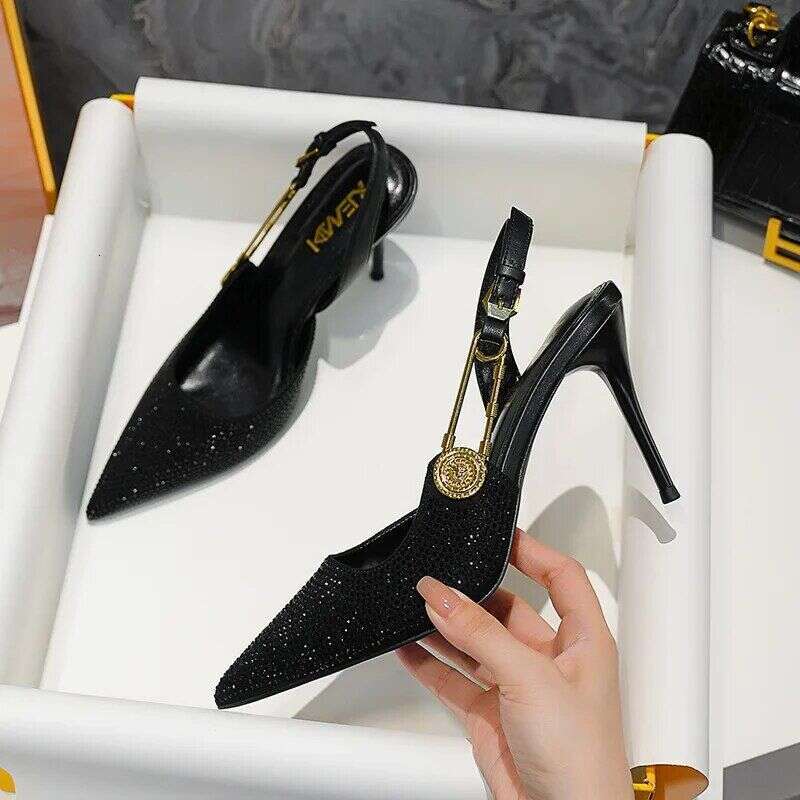 Designer Pointed High Heels Rhinestone Party Dress Sandals 2024 Fashion Elegant Sexy Office Gladiator Women Pumps
