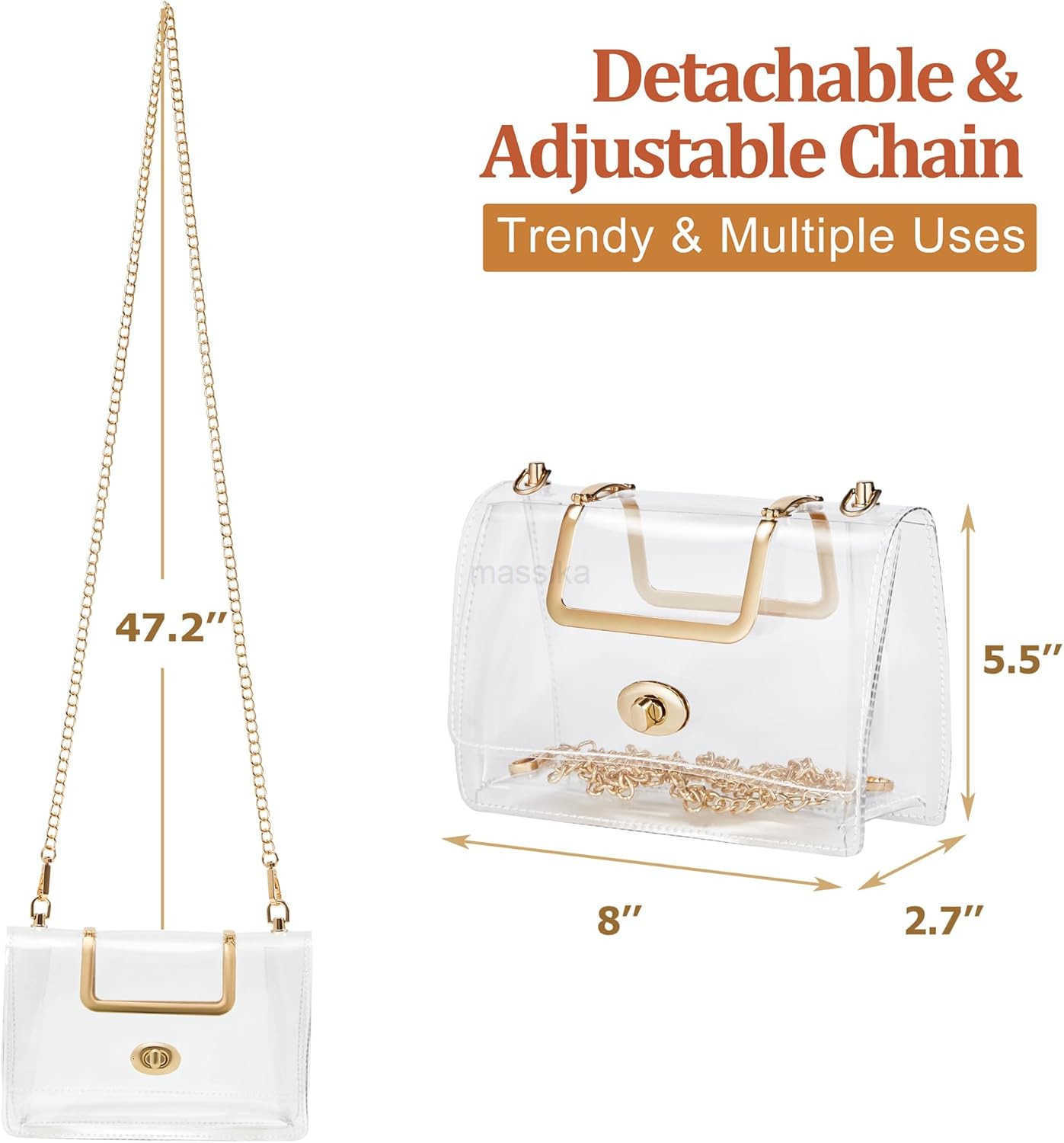 Clear Bag Stadium Approved Suit for Quick Security Check Small Transparent Purse for Women M250910