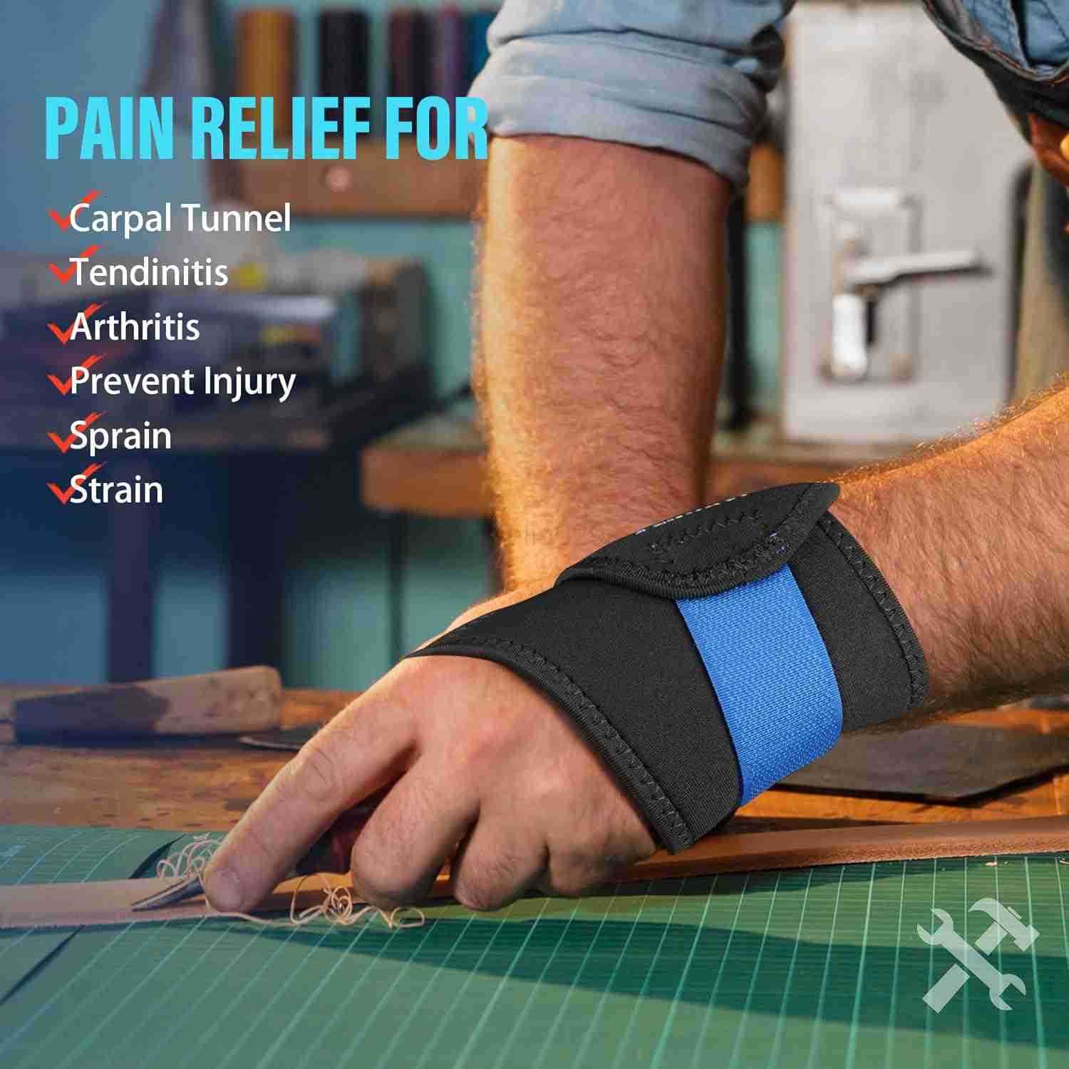 2 Pack Wrist Wraps for Pain Carpal Tunnel Tendonitis Adjustable Wrist Support for Work Men and Women Daily Protector Right Left Hand Small W250910