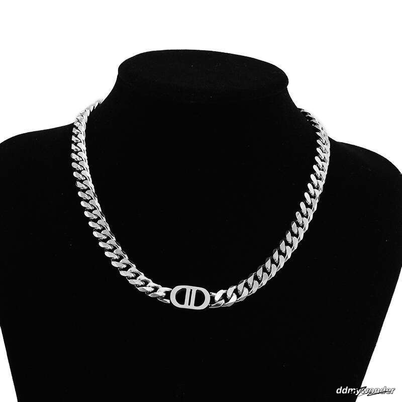 Stainless Jewelry Titanium Steel Double D Clavicle Chain Gold Necklace Unisex Couple Niche Bracelet Bangle ddmywonder ddmywonder ddmywonder