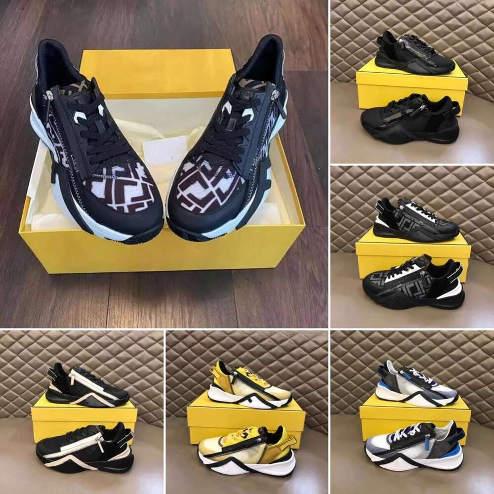 Designer Men FLOW Perfect Sneakers Shoes Comfort Casual Walking Men's Sports Zipper Rubber Mesh Lightweight Skateboard Runner Sole Tech Fabrics Trainer Box top