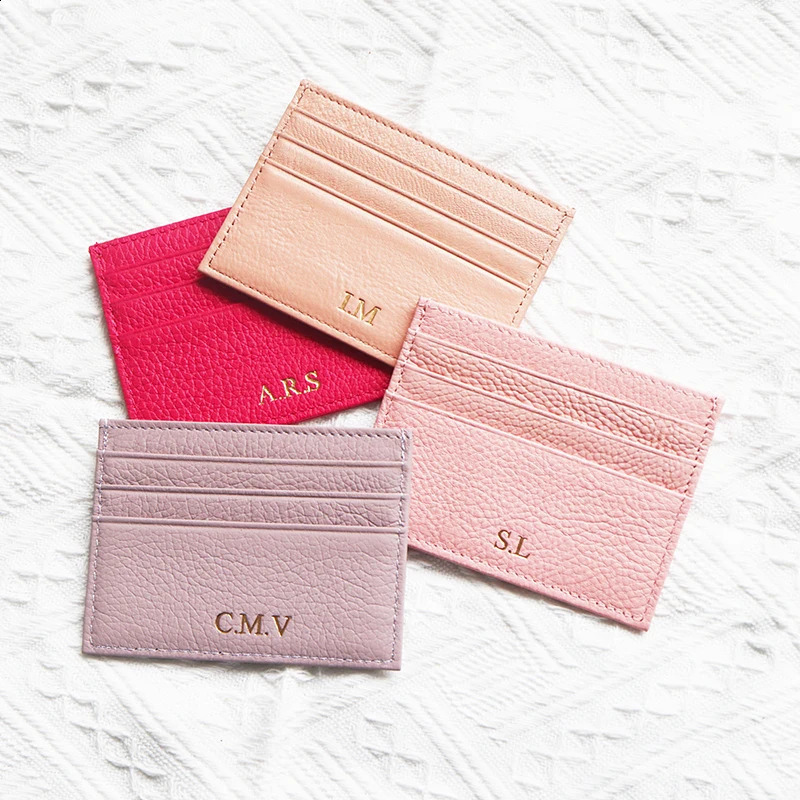 Custom Company Cowhide Card Holder Woman Man Fashion Slim Mini Card Bag Genuine Leather Engrave Name Casual Purse250906