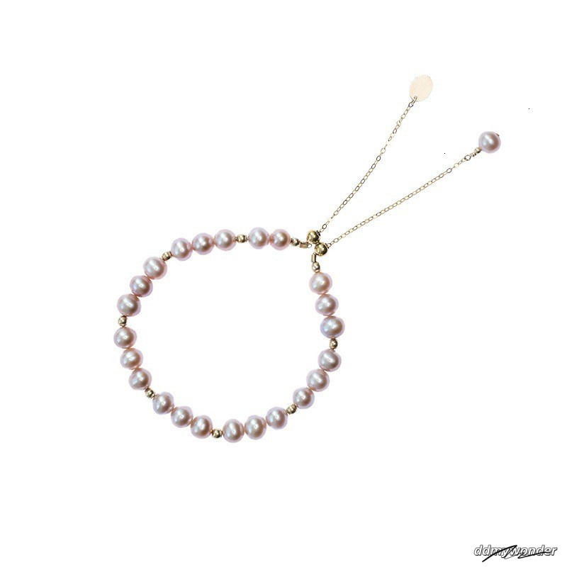 French Simple Freshwater Pearl Bracelet Female Grape Purple Pearl 14K Gold Design Light Adjustable Bracelet