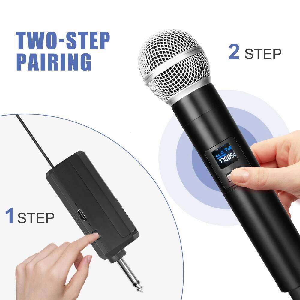 Fourfold Microphone Dual Wireless Handheld Dynamic Mic System With Rechargeable Receiver Battery For Karaoke