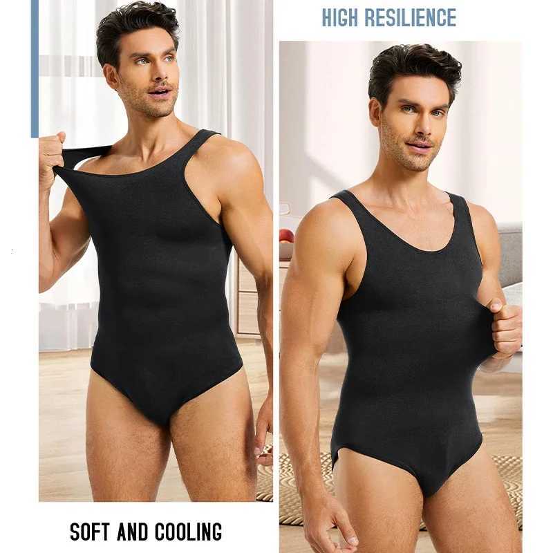 Men Shapewear Bodysuit Tummy Control Abdomen Compression Slimming Bodysuit Sleeveless Open Crotch Undershirt Full Body Shaper W250910