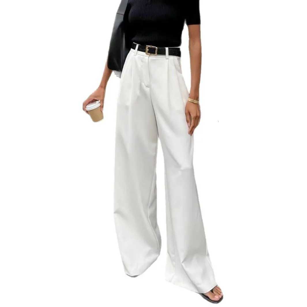 Botvotee Office Highwaisted Wideleg White Suit Pants Womens 2025 Fall Loose and Drape Casual Straight Mopping Black Trousers Z250910