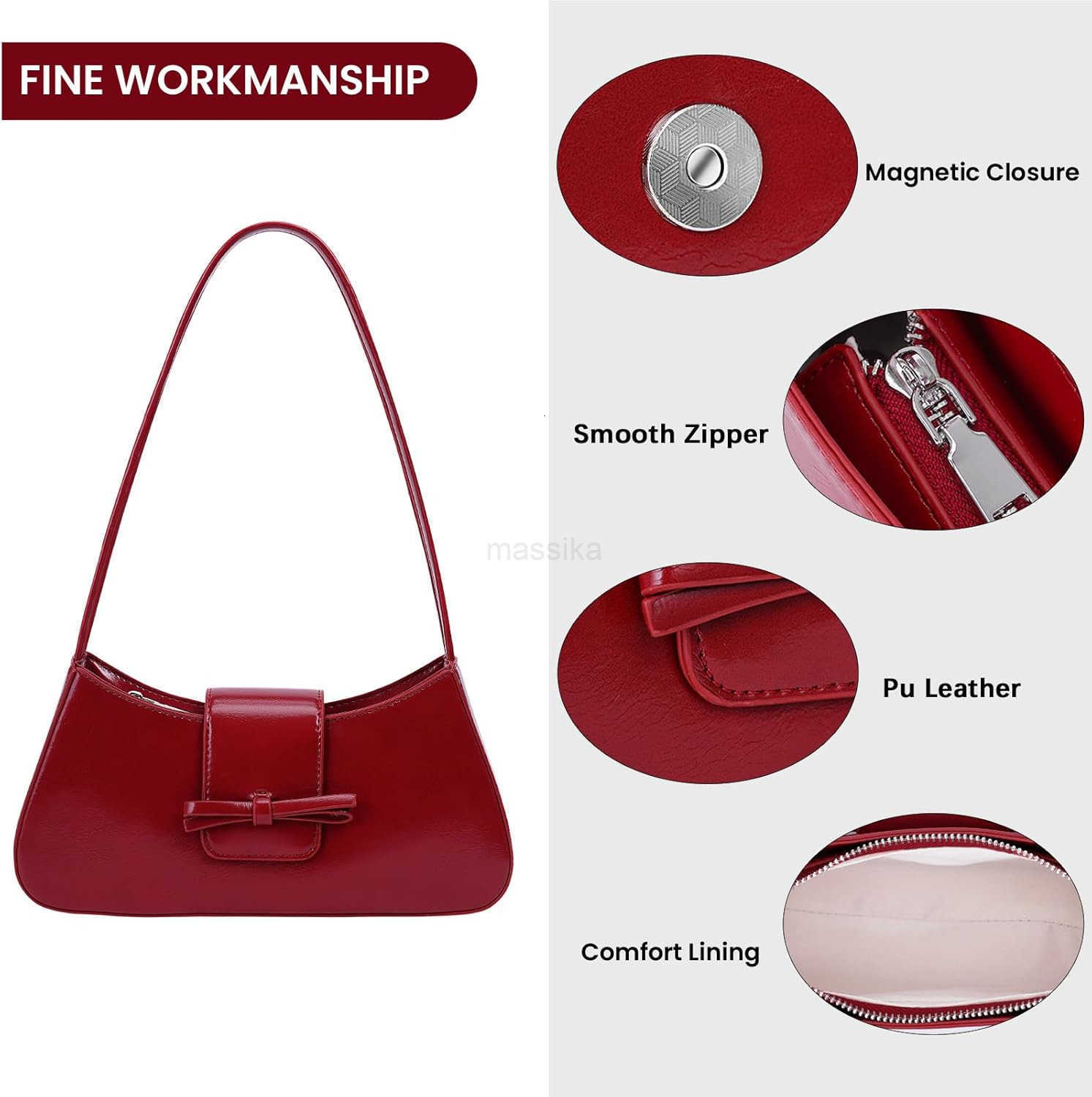 Shoulder Bags for Women Coquette Bow Purse Y2k Bag Small Cute Purses Mini Hobo Handbag Faux Leather Shoulder Purse M250910