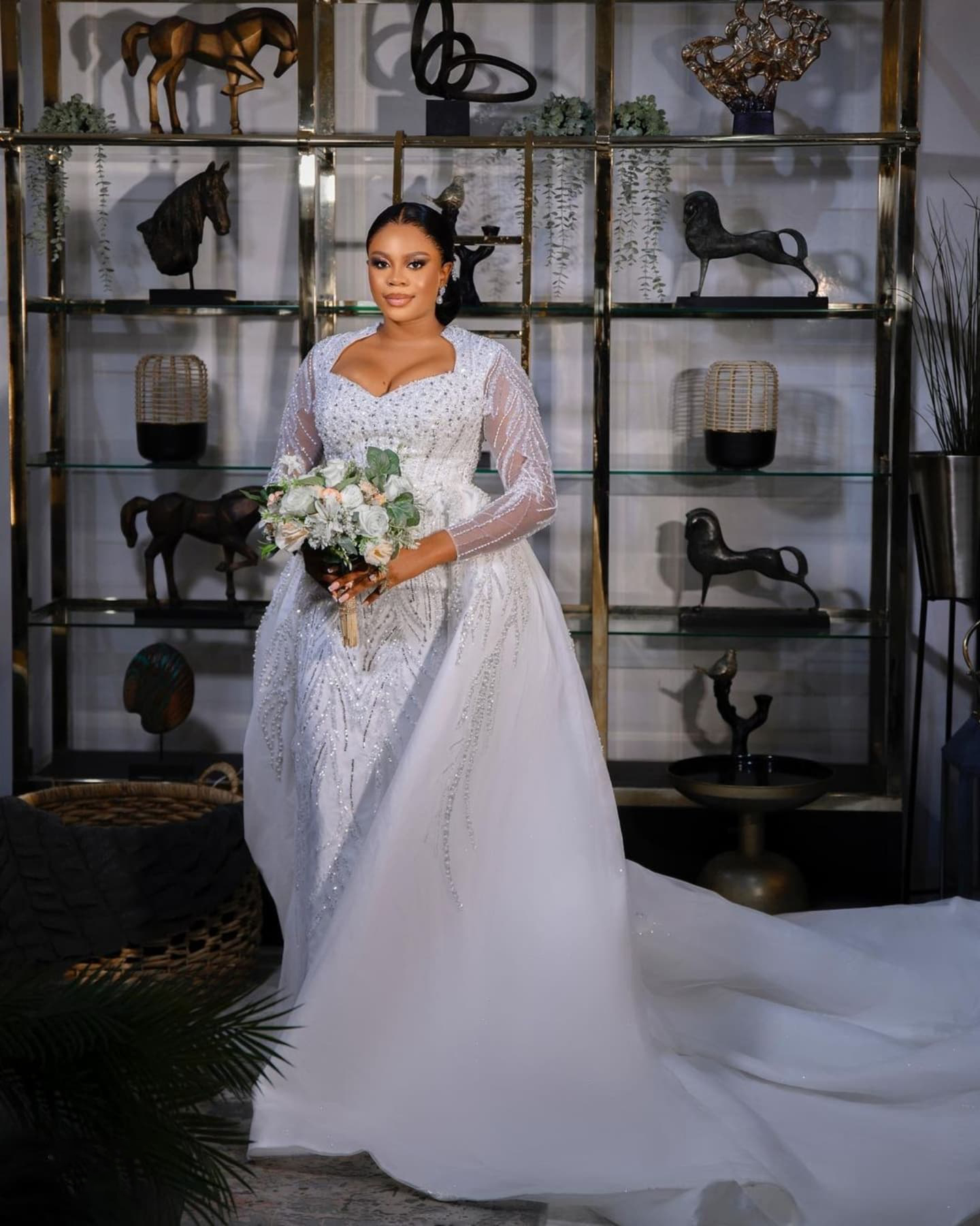 Classic Mermaid Wedding Dress Sequins Lace Bridal Gowns Sweetheart Neck Long Sleeves Detachable Train Dresses Custom Made vestidos de novia