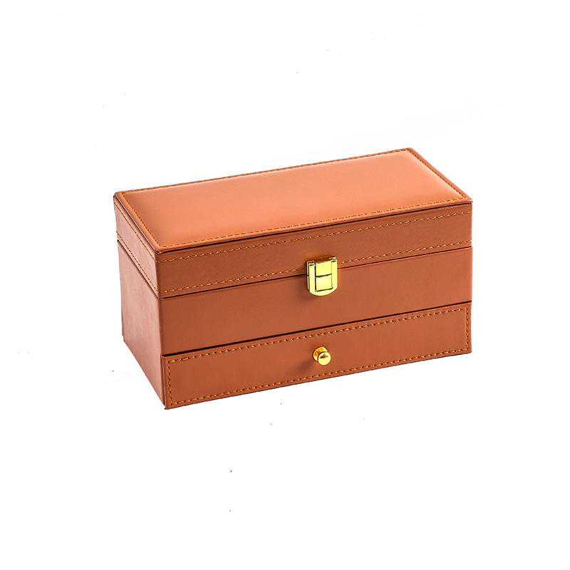 Stylish PU Leather Two-Tier Timepiece Case with Secure 4 Digit Code Protection