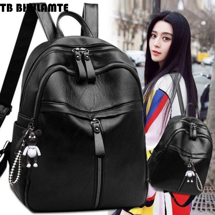Free Shipping Designer Bag Foreign Trade PU Backpack For Women 2025 New Large Capacity Student School Bag Trendy Solid Color Soft Luxury Bag Leather L