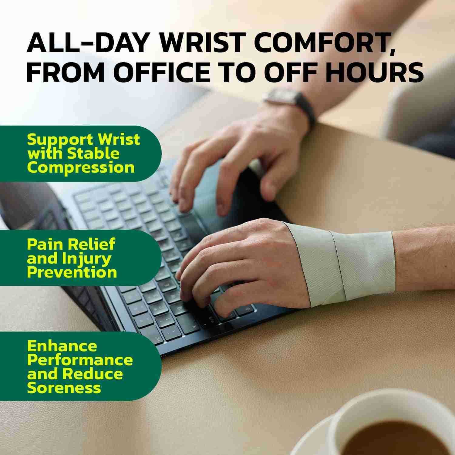 Wrist Brace for Pain Relief Carpal Tunnel Tendonitis Support Ergonomic Compression Breathable AntiSlip Design Fits Left Right Hand Ideal for SportsGam