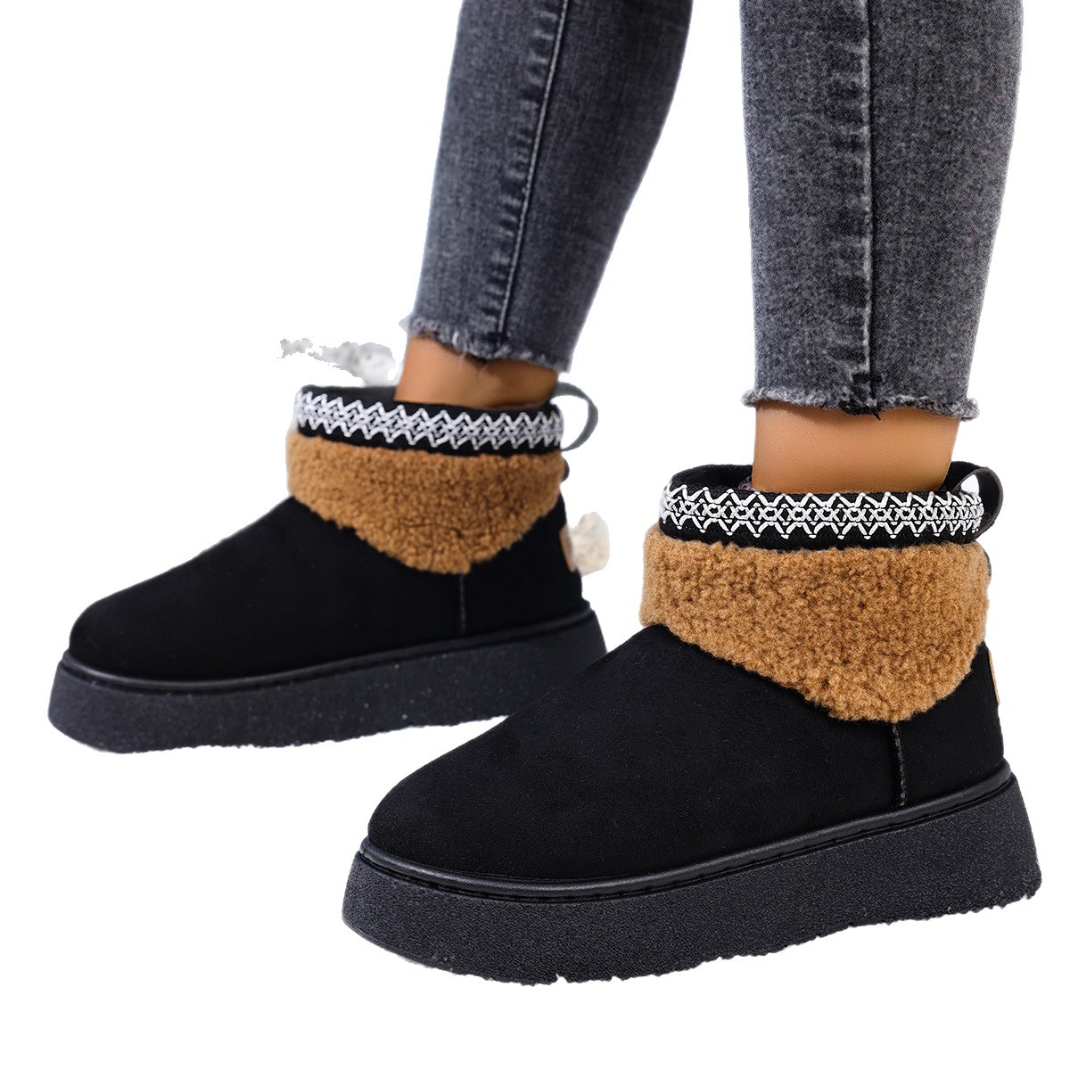 Free shipping Designer Boots Fashionable snow boots for women comfortable winter warmth thick soled sleeve cotton boots beige