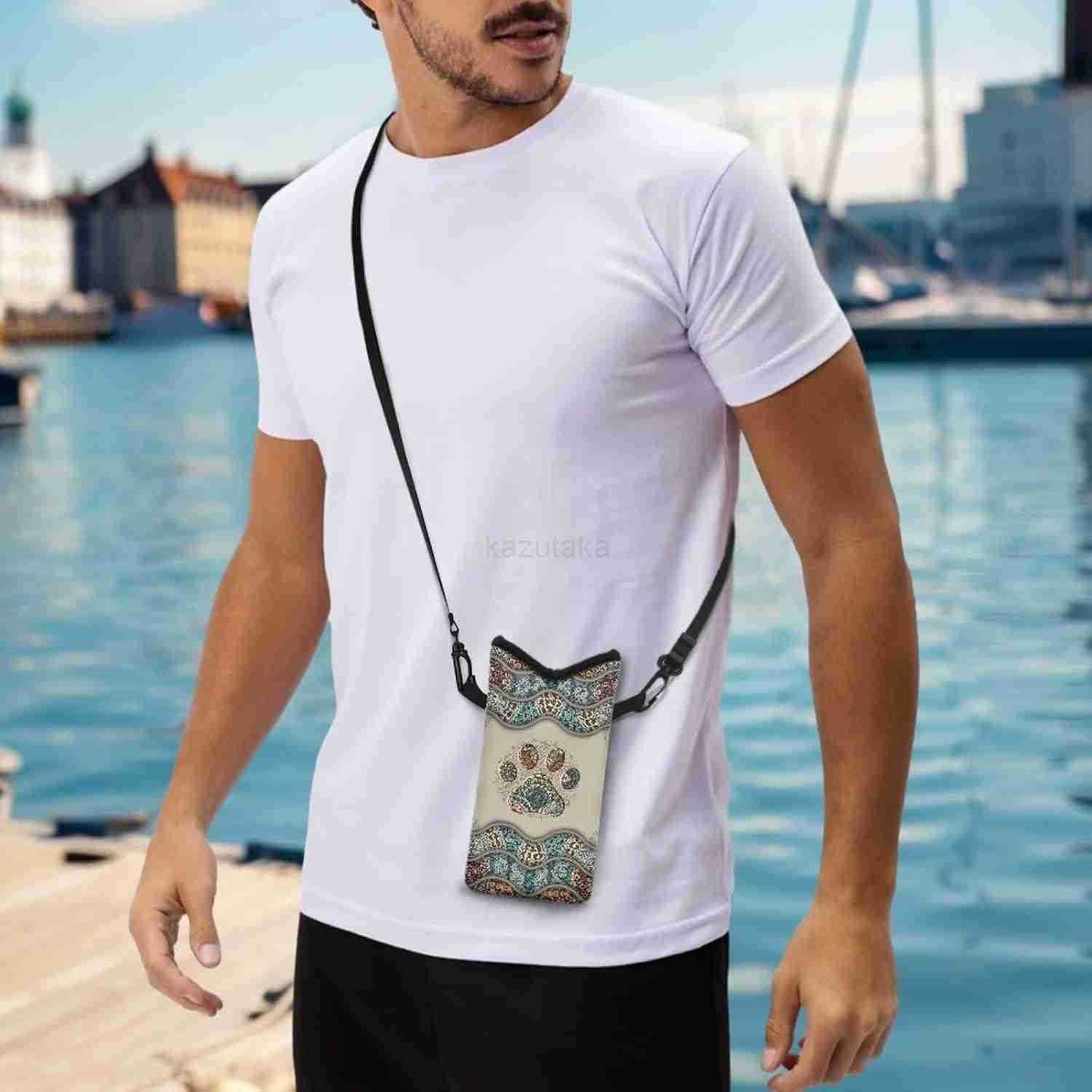 Boho Paw Print Neoprene Phone Sleeve for Women Men Lightweight Cell Phone Pouch Case Bag with Crossbody StrapNeck Lanyard for iPhone 8 X 4 inch Z25091
