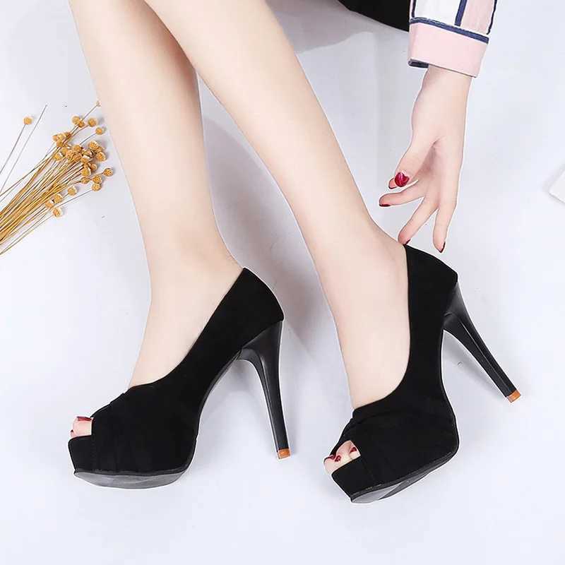Trendy Slim Heeled Fish Mouth Womens Shoes 2024 New Design Sense Versatile Waterproof Platform Super High Heels Single Shoe W250910