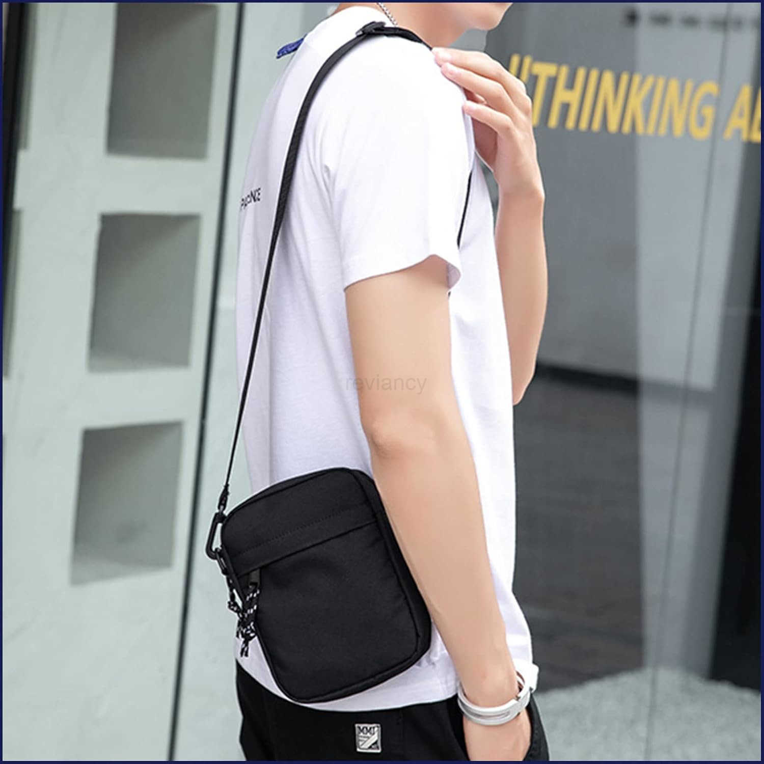 Small Crossbody Bag for Men Mini Messenger Bag Side Shoulder Bag for Phone Passport Casual Satchel Bag Phone Purse Mini Sling Bag Fanny Pack Water Res