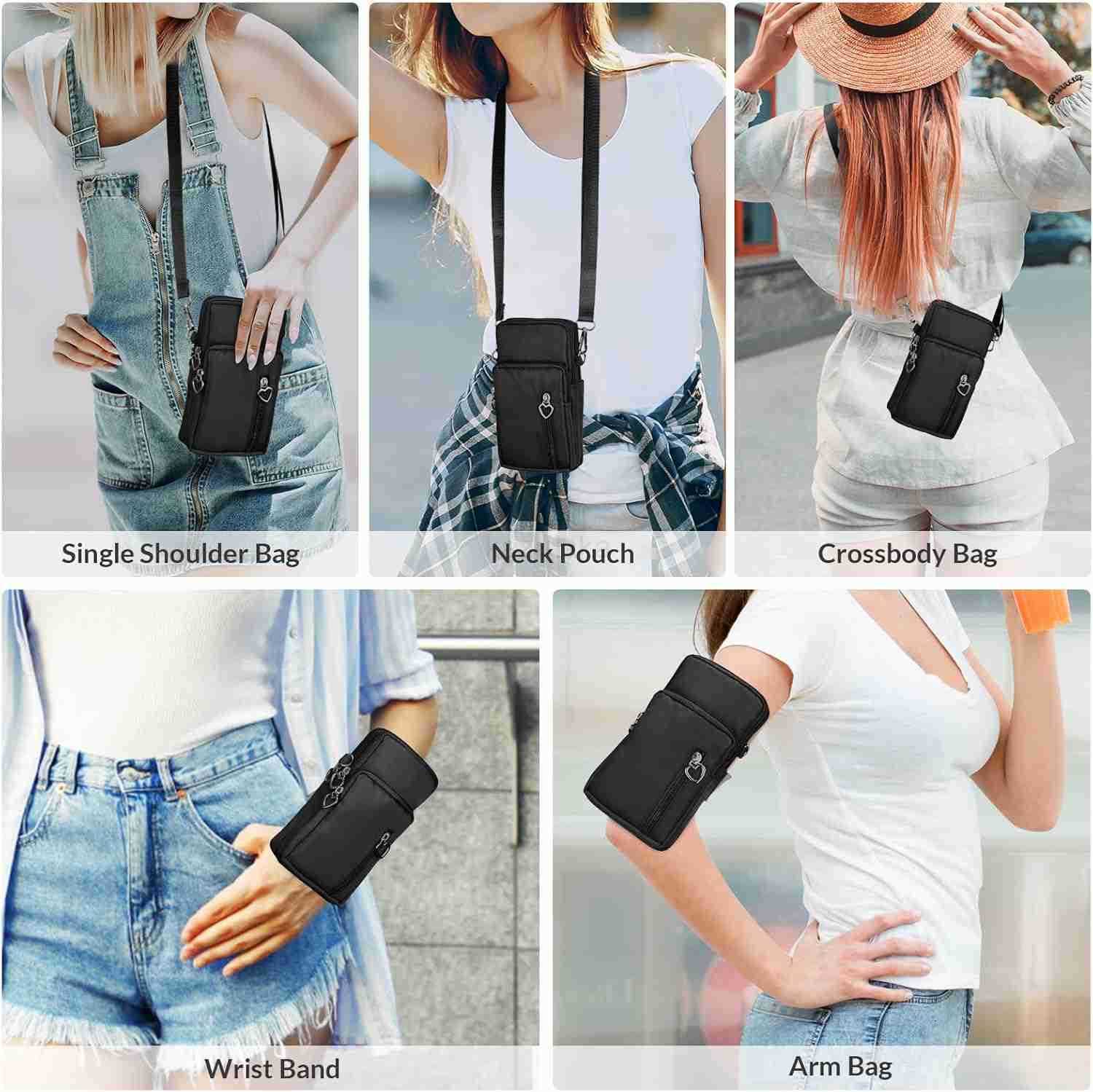 Women Cell Phone Purse Wristband Sport ARMband Wallet Travel Crossbody Cell Phone Purse for S10 Plus S9 Plus A50 A7 J7OnePlus 6THTC U12 Black Z250910