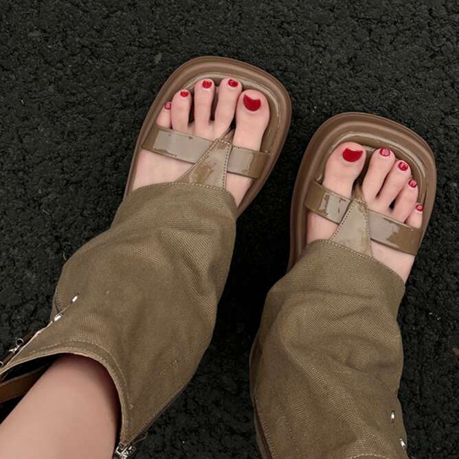 Trendy Designer Niche Pants Boot Toe Clip Sandals for Women Summer Denim Short Thick Sole Low Tube Single Boots