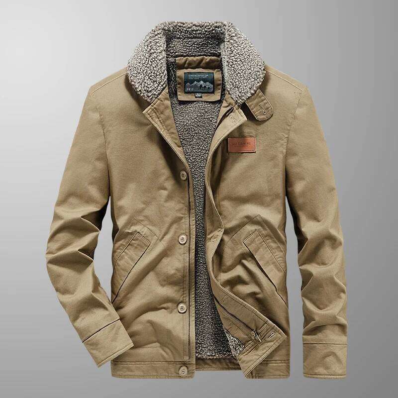 Winter Men's New Lamb Wool Jacket Retro Casual Tooling Clothes Windproof Cashmere Warm Padded Daily Fashion Coat