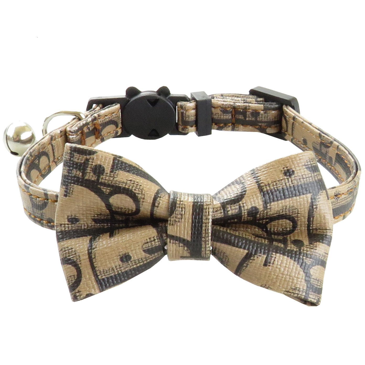 Cute Companion New Pet Old Bowknot Cat Collar PU Material with Bell