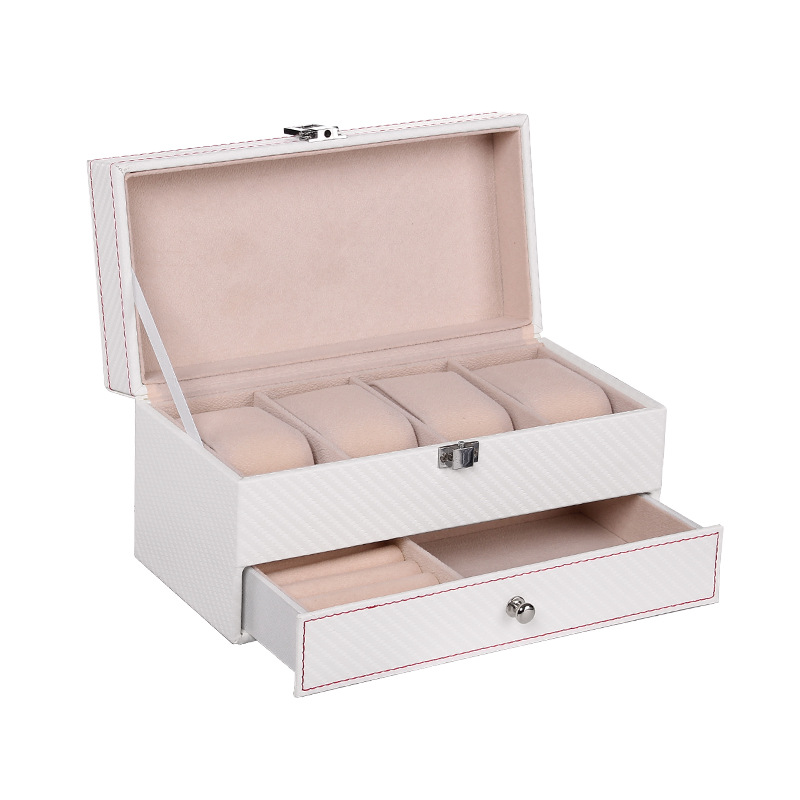 Stylish PU Leather Two-Tier Timepiece Case with Secure 4 Digit Code Protection