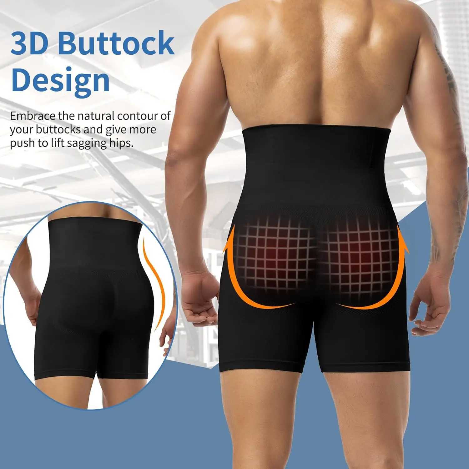 High Waisted Mens Shapewear Tummy Control Shorts Slimming Body Shaper Compression Boxers Briefs 3D pouch with Steel Bone New W250910