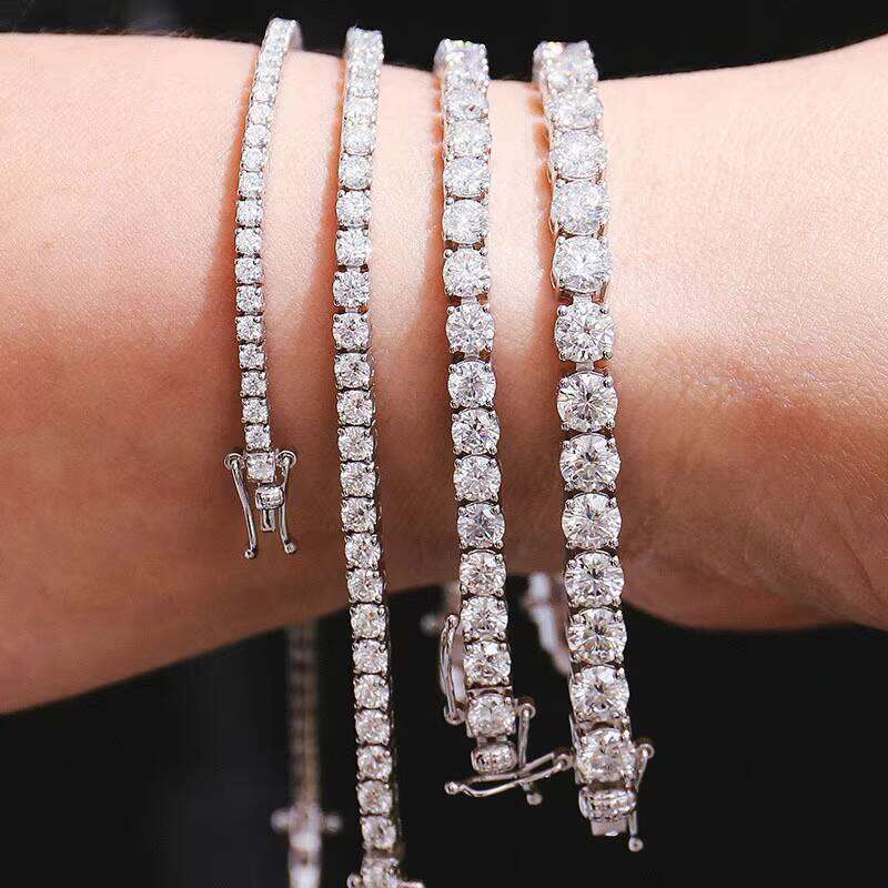 Tennis Hiphop 3mm Double Clasp Full Dia Versatile Sier Moissanite Bracelet