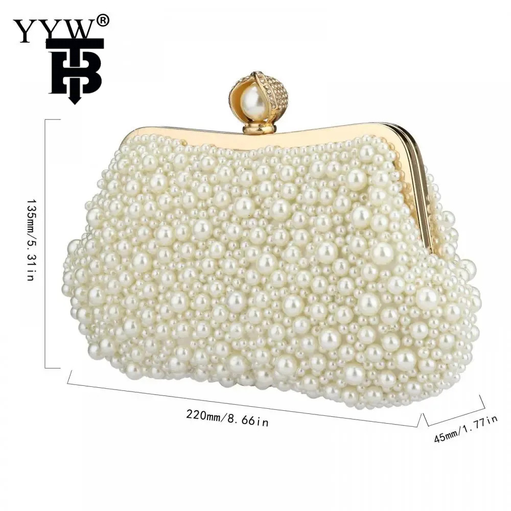 TB BHULAMTE Evening Bag Simple And Versatile, White Pearl Beaded Luxury Bag Luxury Handbag Tote Bag Wedding Shoulder Bag Ladies' Banquet Bag Luxu