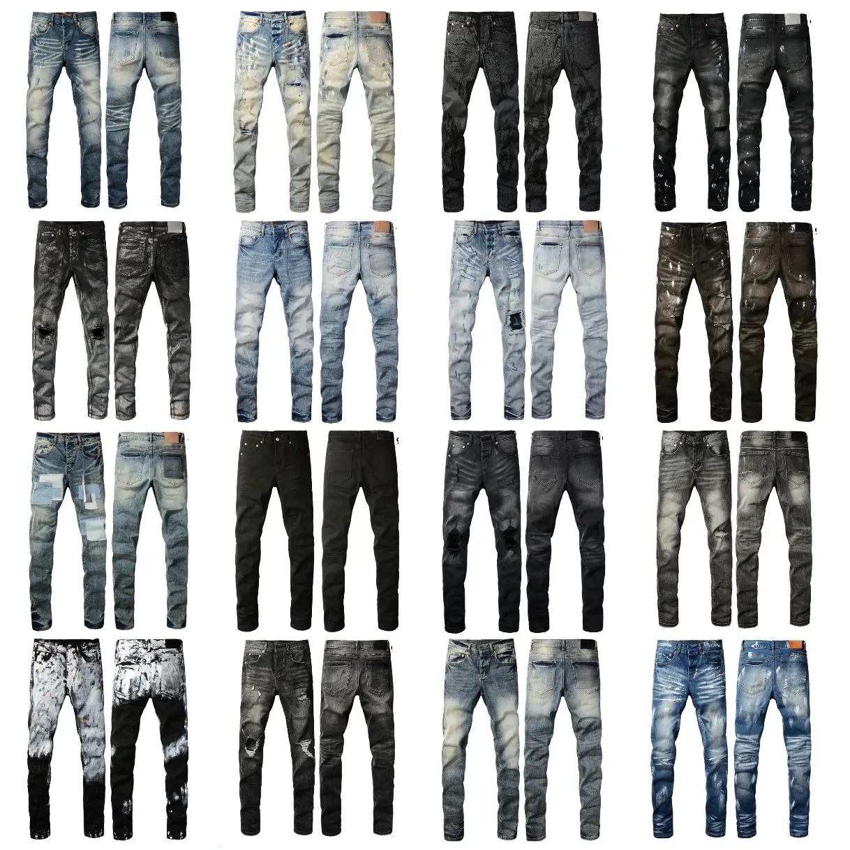 Mens purples jeans Ripped Hole Designer Jeans High Quality Straight Retro Washed Motorcycle Jeans purples brands jeans Hip Hop Fashion Stretch Skinny Denim Pants