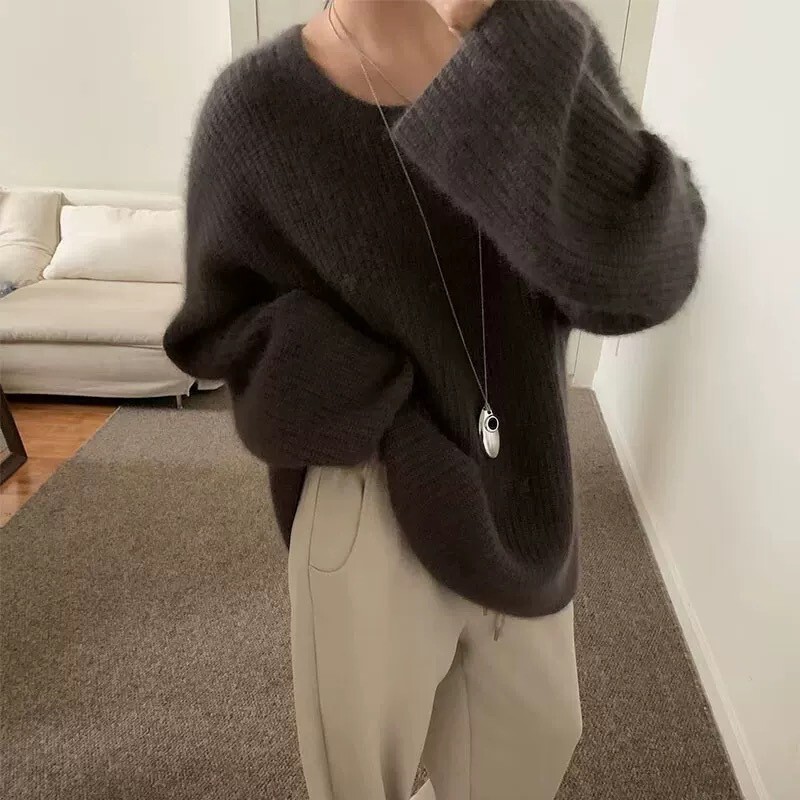 2025 Autumn/Winter design New Solid Color Soft Style Soft Jacket Loose Fashion Knitted Sweater Lazy Style Designer Women's Coat