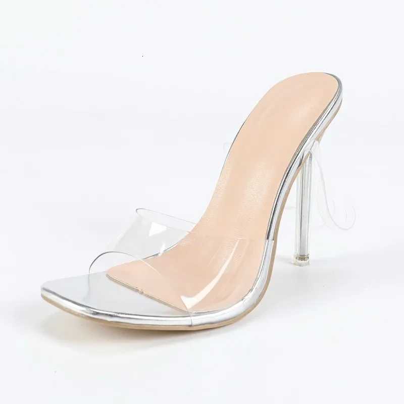 New Style Fashion Transparent Sandals Woman Ankle Buckle Strap Thin Heels Party Prom Open Toe Square Head Shoes Zapatos Mujer W250910