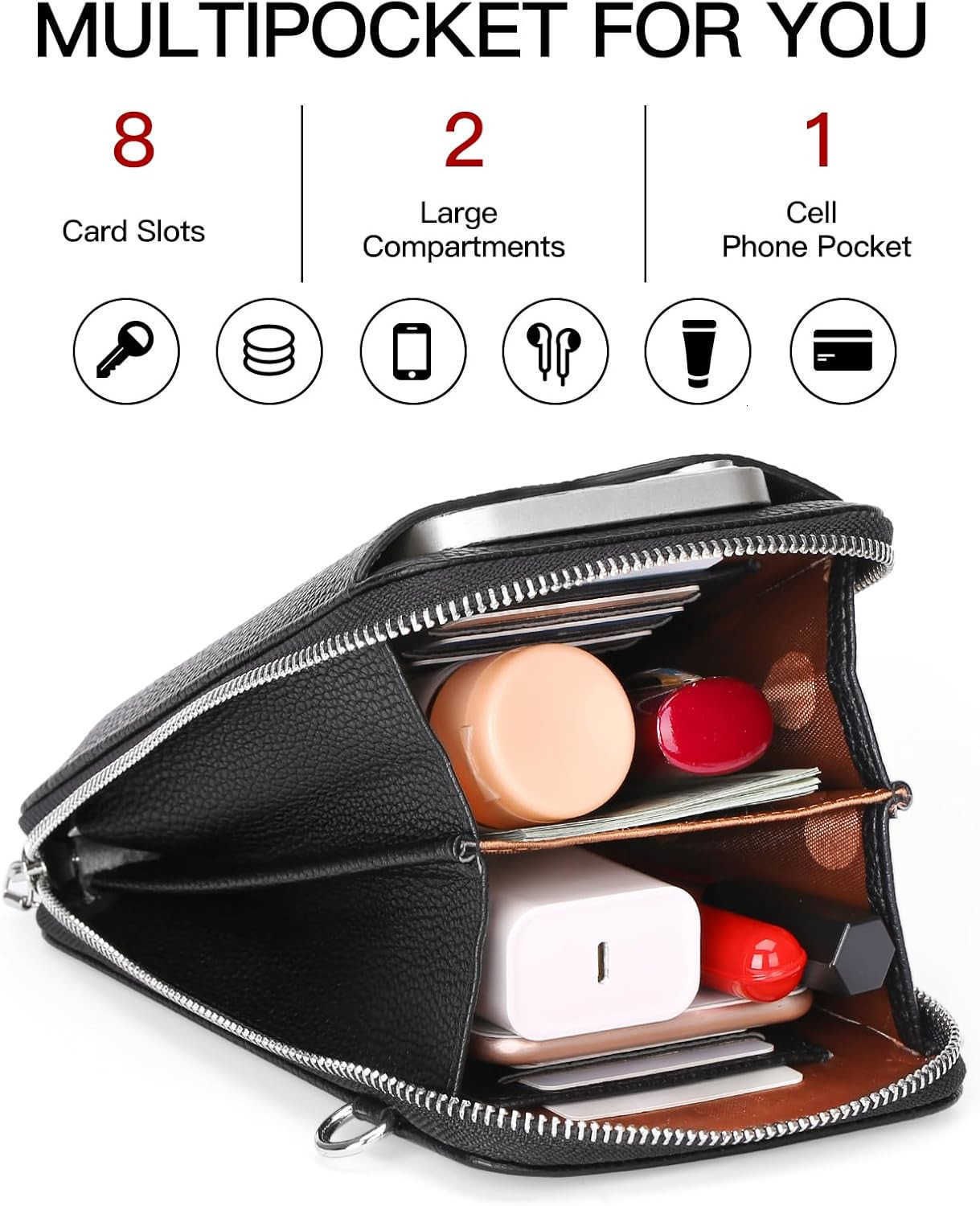 Small Crossbody Bags for Women Leather cell Phone Bag Wallet Purse with CARD Slots Adjustable Strap Z250910