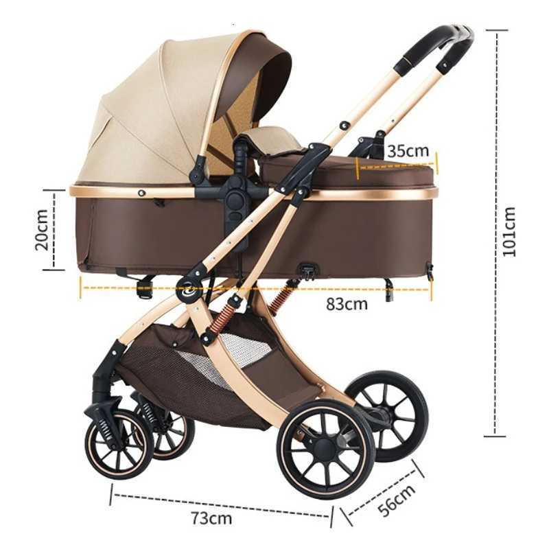 2in1 Baby StrollerFoldableTwowayHigh ViewAdjustable SeatBaby Stroller with Mosquito Net and Water Cup Holder W250910