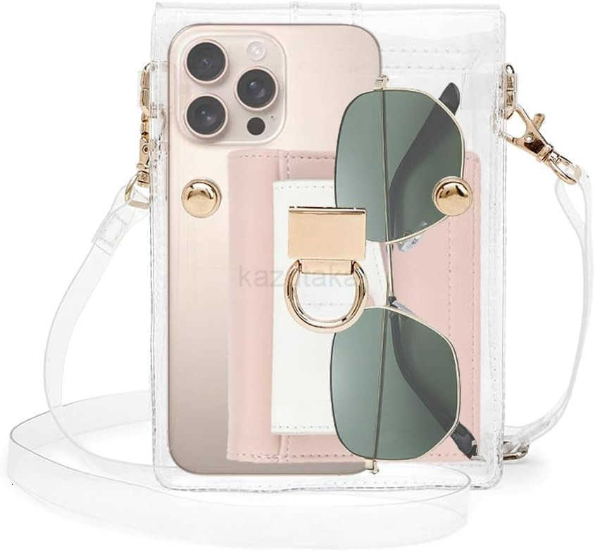Clear Crossbody Purse Bag Womens Transparent PVC Shoulder Purse with Cell Phone Holder Stadium Approved Waterproof Modern Style Z250910