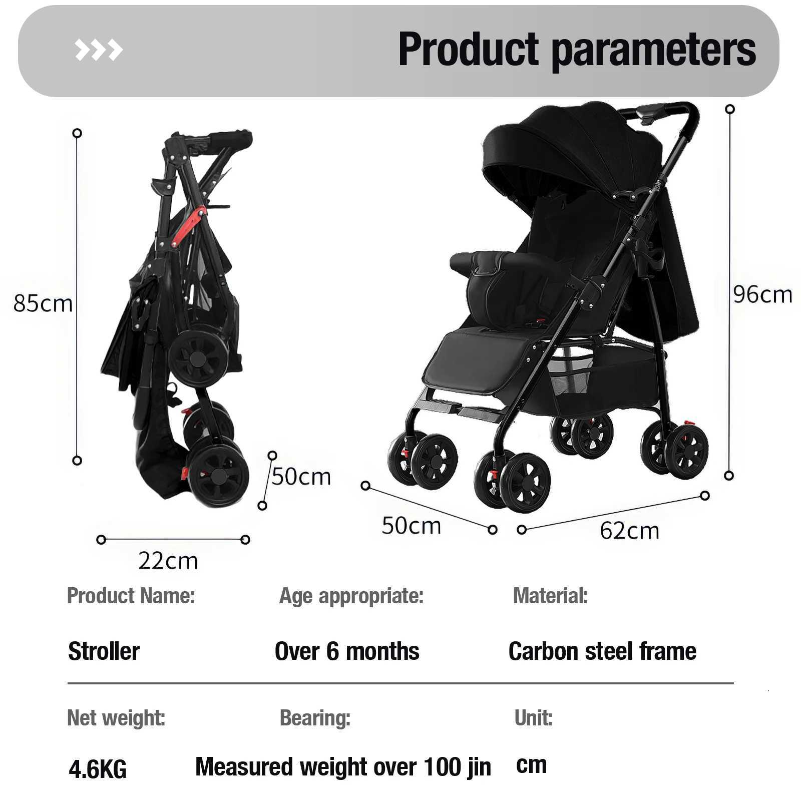 2 in 1 Baby Stroller Baby Carriage Lightweight Stroller Travel System Stroller One Hand Fold Stroller for Travel with Canopy W250910