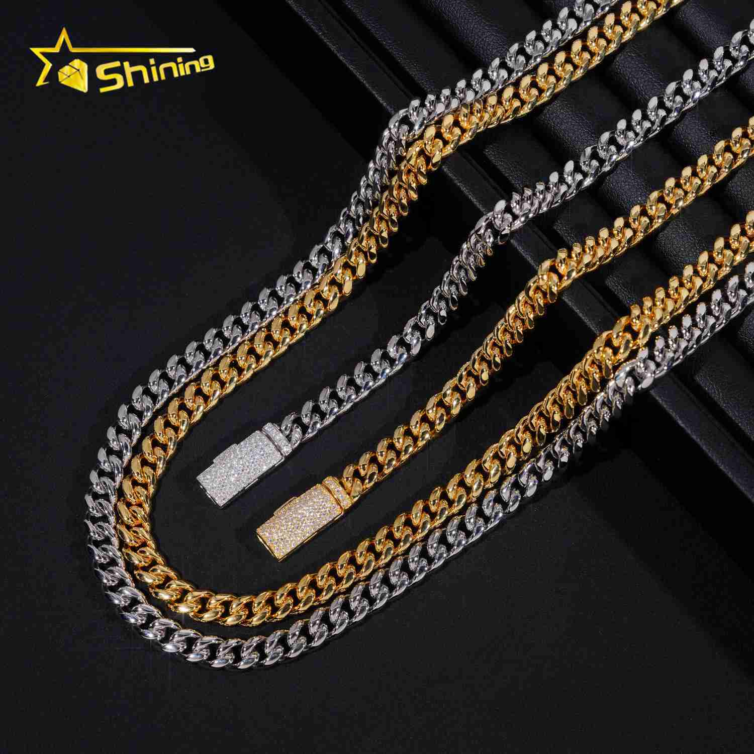 New Stocks FaMoissaniteory Price Hip Hop Jewelry 6mm Solid 925 Sterling Silver Moissanite Lock Stainless Steel Cuban Link Chain