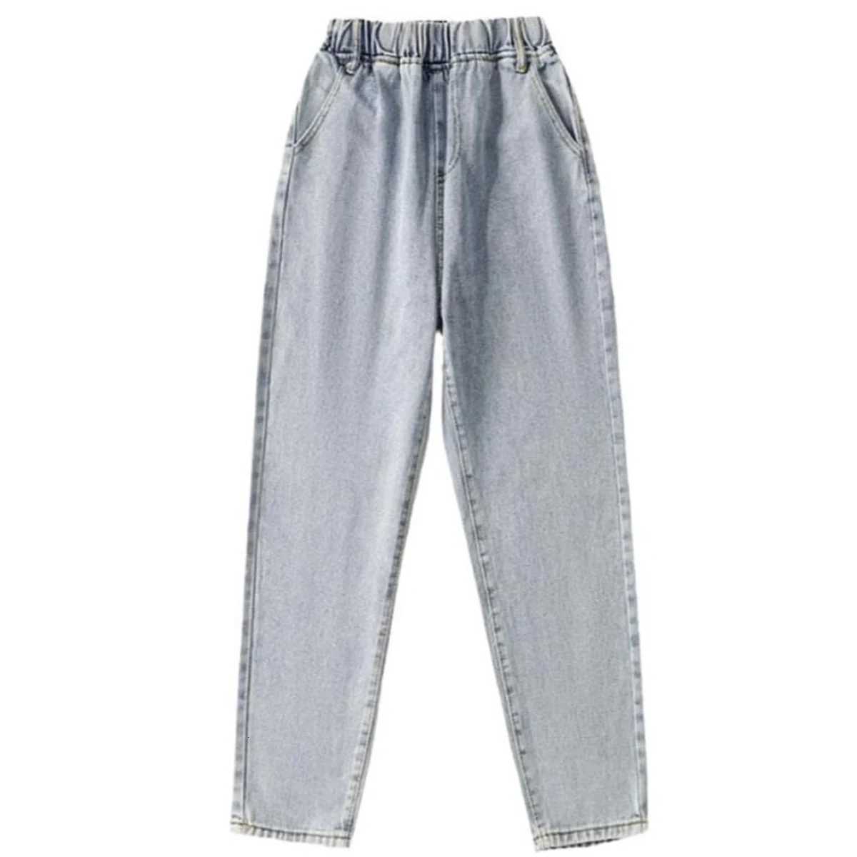 Autumn Casual Elastic High Waist Women Jeans Loose Versatile Solid Color Simple Cozy Washed AllMatch Female Ankle Length Pants Z250910