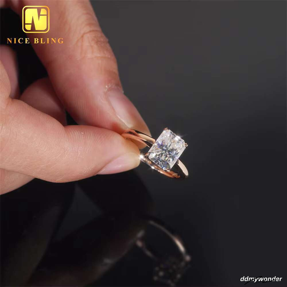 Radiant Cut Dia Engagement Rings: 14K Gold VVS Moissanite Wedding Ring For Women ddmywonder ddmywonder ddmywonder
