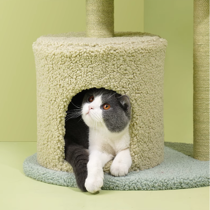 Multi-Functional Integrated Cat Furniture - Scratchable Column + Comfort Bed