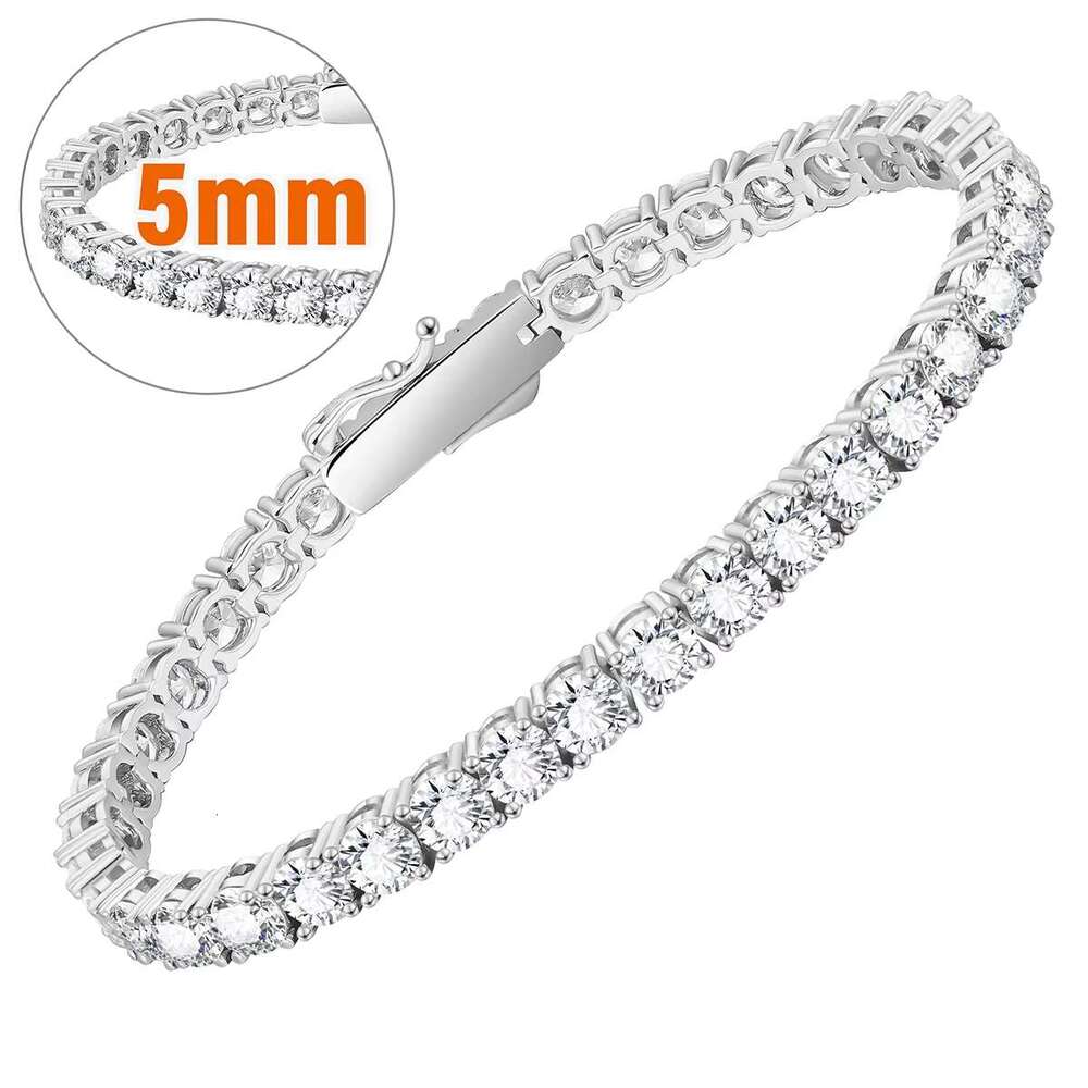 Dia Tennis Sterling Sliver Round Cut Moissanite Classic Bracelet For Women & Men Jewelry
