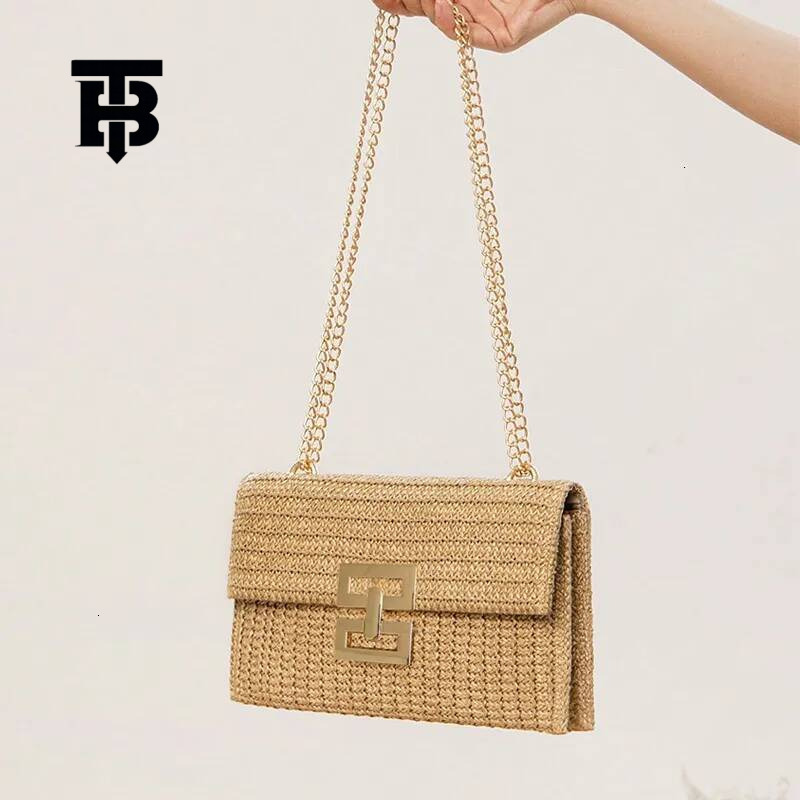 TB BHULAMTE 2025 New Luxury Designer Bag Vacation Style Multi-cavity Chain Flap Twisted Designer Handbag Fashionable Woven Shoulder Crossover Women�