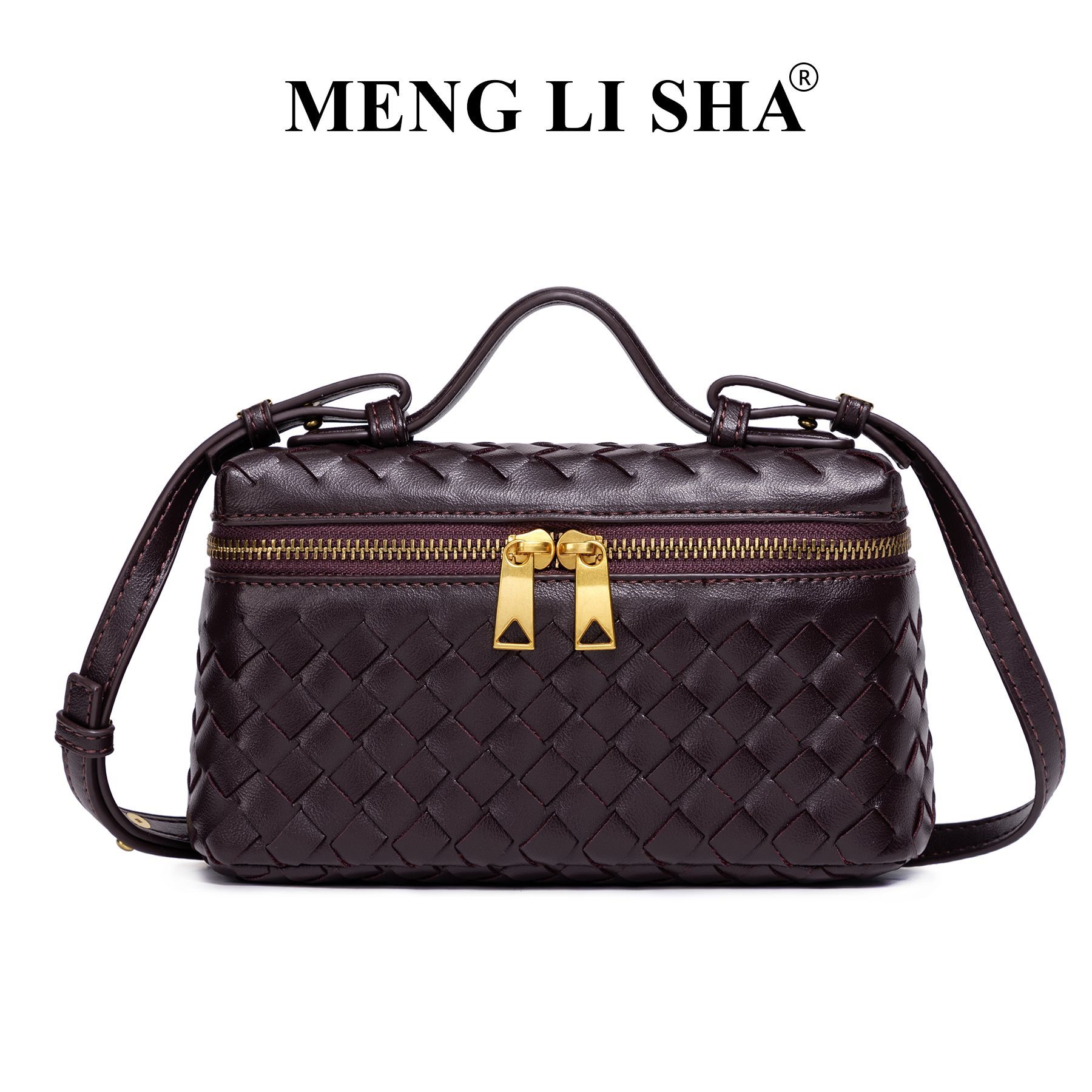 Free Shipping 2025 New Vintage Hand Woven Box Bag Chic Minimalist Top Handle Shoulder Crossbody Bag Elegant