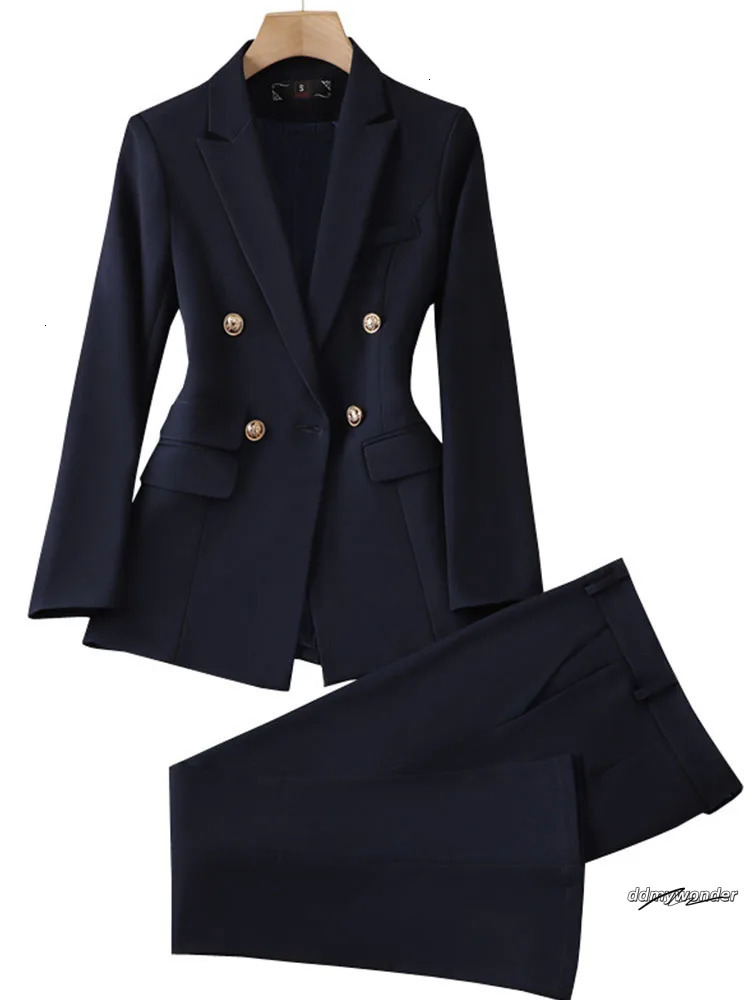 Elegant Pant Suits For Women Long Sleeve Korean Fashion Office Two Piece Slim Double Breasted Spring Summer 240127 ddmywonder ddmywonder ddmywonder dd